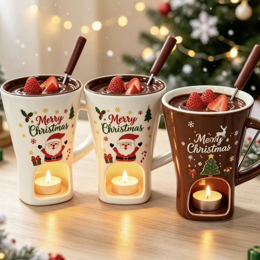 Fondue Pot Ceramic - Ceramic Chocolate Melting Cup With Fork