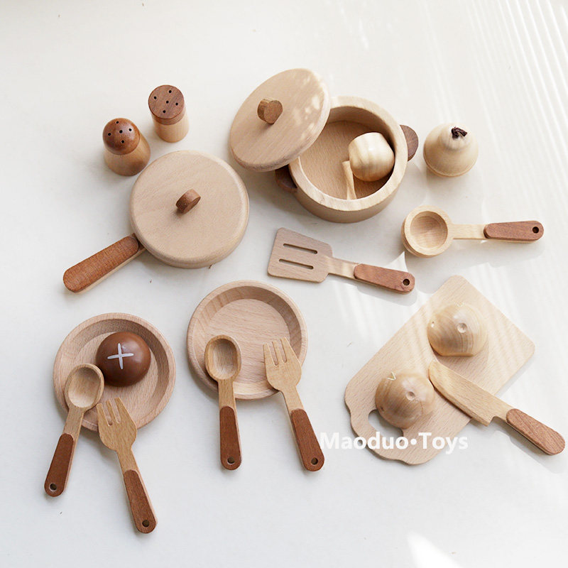 Home Cooking Delivery - Maoduo Toys Beech Wooden Kids Kitchen