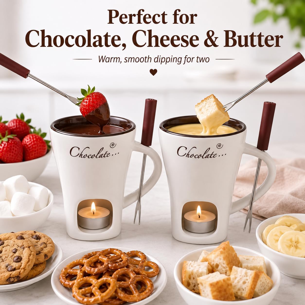 Sweet Ceramic Fondue Cup with  - Fondue Pot Ceramic ulasan dan harga