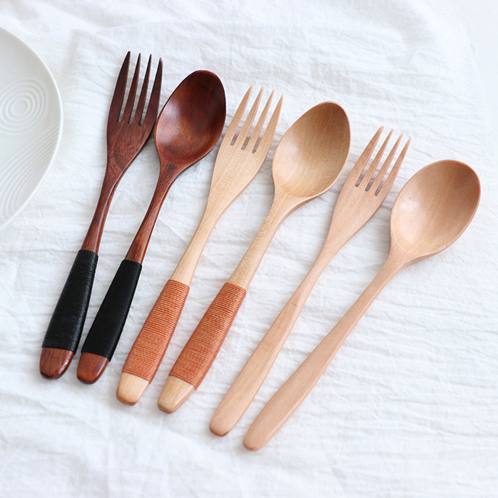 Natural Wooden Spoon & Fork Di - Home Cooking Delivery ulasan dan harga