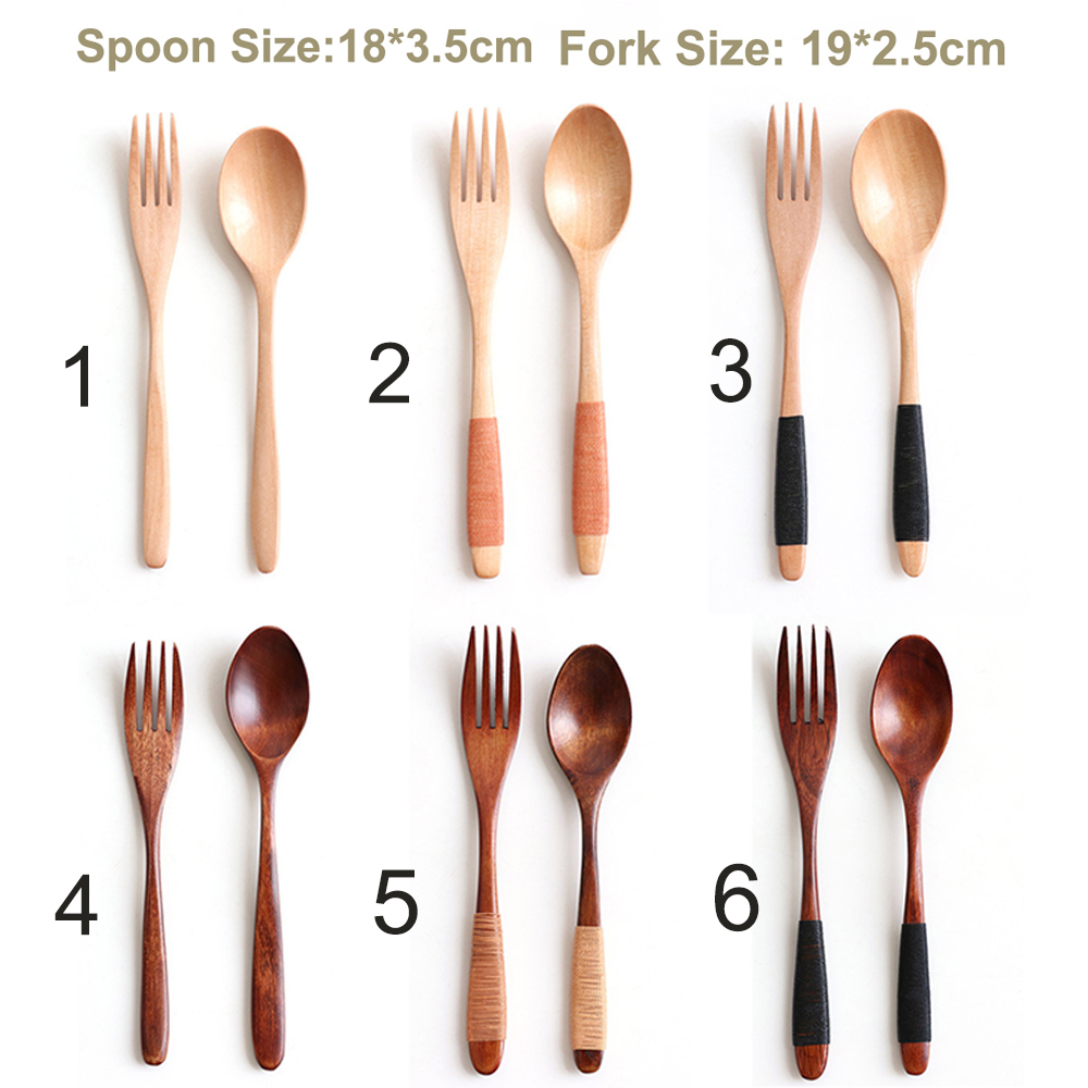 Natural Wooden Spoon & Fork Di - Home Cooking Delivery ulasan dan harga